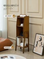 레이지 스페이스 심플 레트로 홈 디스플레이 랙 거실 견고한 나무 수납 사이드 캐비닛 네트 셀러브리티 레스토랑 선반 랙 - 이미지 4