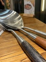 T4kzi 독일 스테인리스 스틸 콜랜더 주방 가정 튀긴 만두 국수 숟가락 냄비 콜랜더 긴 손잡이 숟가락 - 이미지 2