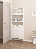 초박형 도어 후면 수납 선반 좁은 캐비닛 얇은 캐비닛 침실 공간 활용 틈새 수납 선반 벽면 장착 소형 책장 - 이미지 4