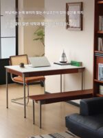 Xiaowan 가구 북유럽 일본식 접이식 록 플레이트 식탁 견고한 나무 접이식 소형 아파트 식탁 식탁과 의자 조합 - 이미지 5