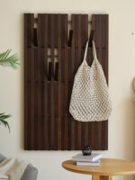 피아노 키 코트 랙 옷걸이 보드 크리에이티브 후크 입구 블랙 월넛 벽 코트 보관 랙 - 이미지 3