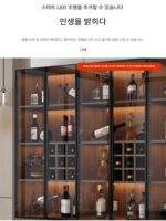 가볍고 고급스러운 견고한 나무 와인 캐비닛 현대적이고 심플한 벽면 장착 거실 유리문 디스플레이 캐비닛 소형 고급 가정용 보관 캐비닛 - 이미지 2