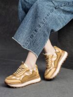 2024 봄과 가을 신상품 레드 소가죽 대디 슈즈 여성용 가벼운 올매치 스포츠 여행화 정품 가죽 두꺼운 밑창 캐주얼화 - 이미지 5