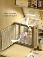 기숙사 데스크탑 수납 소형 빌라 학생 문구 수납함 커버 포함 방진 책 수납함 - 이미지 2