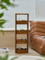 레이지 스페이스 디자이너 레트로 수납 선반 와비사비 스타일 솔리드 우드 홈 디스플레이 선반 주방 수납 선반 - 이미지 2