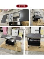 캠핑 발코니 티테이블 스토브 티 카트 가정용 다기능 이동식 앤틱 스타일 티테이블 접이식 사이드 테이블 - 이미지 2