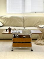 캠핑 발코니 티테이블 스토브 티 카트 가정용 다기능 이동식 앤틱 스타일 티테이블 접이식 사이드 테이블 - 이미지 3