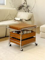 캠핑 발코니 티테이블 스토브 티 카트 가정용 다기능 이동식 앤틱 스타일 티테이블 접이식 사이드 테이블 - 이미지 4