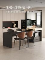 이탈리아 미니멀리스트 록 플레이트 아일랜드 테이블 식탁 통합 홈 레트로 스타일 전자렌지 수납 수납 아일랜드 - 이미지 2
