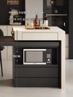 이탈리아 미니멀리스트 록 플레이트 아일랜드 테이블 식탁 통합 홈 레트로 스타일 전자렌지 수납 수납 아일랜드 - 이미지 5