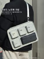 컴퓨터 키보드 컴퓨터 가방 오리지널 디자인 틈새 개성 트렌드 소프트 컴퓨터 가방 14인치 태블릿 16인치 노트북 보호 케이스 가방 비스듬한 뒷면 다기능 컴퓨터 가방 - 이미지 2