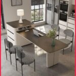 크림 스타일 프랑스 고급 아일랜드 식탁 통합 테이블 접이식 역전 테이블 록 플레이트 아일랜드 가이드 홈 다이닝 테이블