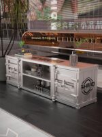 산업 스타일 TV 캐비닛 컨테이너 보관함 거실 커피 테이블 TV 배경 벽 캐비닛 철 장식 낮은 캐비닛 - 이미지 3