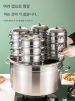 국수 냄비 만두 만두 수프 냄비 끓는 물 매운 뜨거운 냄비 노점 스테인리스 스틸 수프 냄비 수프통 상업용 - 이미지 5