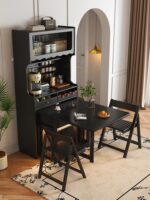 미국식 견고한 나무 접이식 식탁, 식사 사이드 캐비닛, 벽면에 붙일 수 있는 소형 가정용 다기능 프랑스 사이드 캐비닛 와인 캐비닛 - 이미지 2