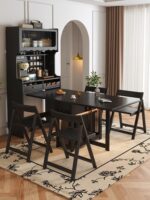 미국식 견고한 나무 접이식 식탁, 식사 사이드 캐비닛, 벽면에 붙일 수 있는 소형 가정용 다기능 프랑스 사이드 캐비닛 와인 캐비닛 - 이미지 3