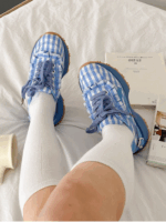 스팟 수무진 연꽃잎 가장자리 여성 두꺼운 바닥 캔버스화 운동화 여성 한국 2024 봄 귀여운 로리 - 이미지 2