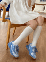 스팟 수무진 연꽃잎 가장자리 여성 두꺼운 바닥 캔버스화 운동화 여성 한국 2024 봄 귀여운 로리 - 이미지 3