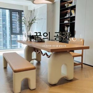 중고 디자이너 솔리드 우드 직사각형 식탁 아트 식탁 홈 소형 아파트 크림 스타일 프랑스 레트로 테이블