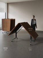 접이식 회의 테이블 사무실 책상 이동식 긴 스트립 타원형 회의 테이블 복제 테이블 스플라이싱 조합 교육 테이블 및 의자 - 이미지 2