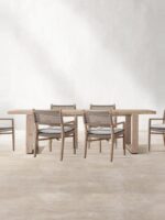 티크 야외용 테이블과 의자 정원용 테이블 방부목 오래된 홈스테이 방수 야외 테라스 정원 견고한 나무 라탄 테이블과 의자 - 이미지 2