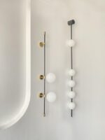 프랑스 듀플렉스 롱 폴 벽등 크림 스타일 풀 구리 디자이너 빌라 로비 거실 배경 벽 롱 스트립 램프