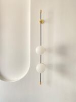 프랑스 듀플렉스 롱 폴 벽등 크림 스타일 풀 구리 디자이너 빌라 로비 거실 배경 벽 롱 스트립 램프 - 이미지 2