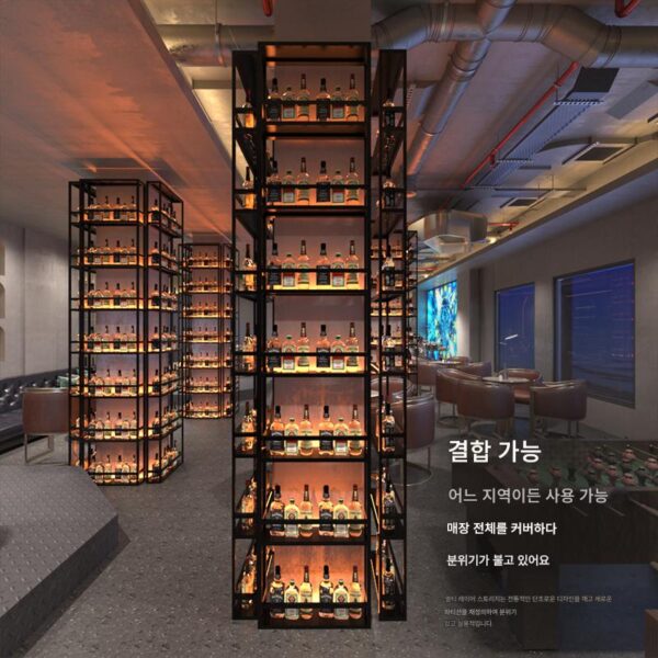 와인 랙 바 카운터 레드 와인 디스플레이 랙 레스토랑 바 벽면 보관 철제 발광 컬럼 파티션 와인 캐비닛 맥주 랙