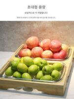 뷔페 과일 샐러드 유리 접시 디스플레이 테이블 차가운 요리 디스플레이 테이블 해산물 소스 바베큐 뷔페 대나무 나무 디스플레이 플레이트 - 이미지 2