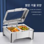 고급 스테인리스 스틸 유압 뷔페 스토브 플립 커버 보이는 뷔페 스토브 전기 가열 단열 스토브 호텔 아침 식사 스토브 - 이미지 2