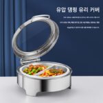 고급 스테인리스 스틸 유압 뷔페 스토브 플립 커버 보이는 뷔페 스토브 전기 가열 단열 스토브 호텔 아침 식사 스토브 - 이미지 3
