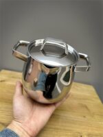 Chockmen 18/10 스테인리스 스틸 더블 이어 밀크포트 소형 수프포트 인스턴트 라면포트 보조식품포트