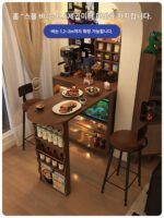 발코니 바 테이블 캐비닛 가정용 파티션 캐비닛 텔레스코픽 거실 소형 테이블 통합 코너 접이식 책상 섬 와인 캐비닛 - 이미지 2