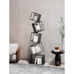 모던 심플한 디자인 아이언 코너 책장 노르딕 그리드 네트 레드 코너 수직 책장 바닥 수납 선반