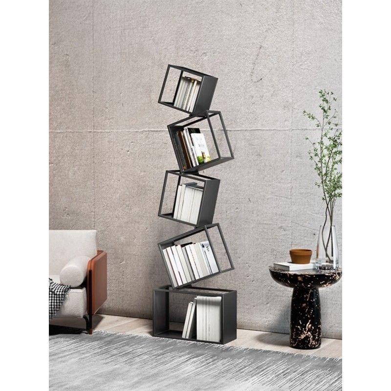 main_775332616508_0-1 모던 심플한 디자인 아이언 코너 책장 노르딕 그리드 네트 레드 코너 수직 책장 바닥 수납 선반 - 이미지 1