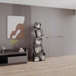 모던 심플한 디자인 아이언 코너 책장 노르딕 그리드 네트 레드 코너 수직 책장 바닥 수납 선반 - 이미지 4