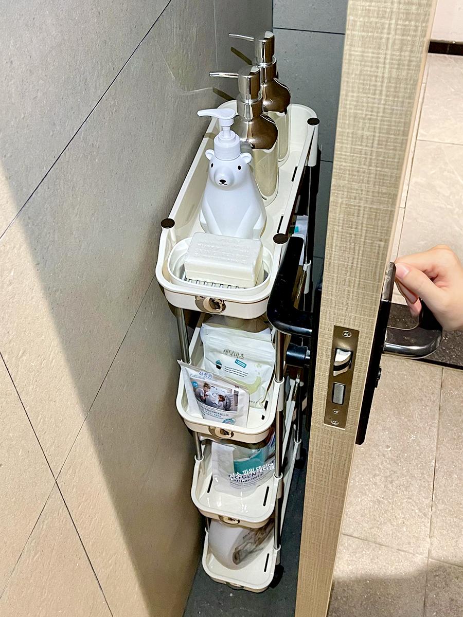 main_776227229321_0-1 크랙랙 욕실변기 옆 수납장 세탁기 좁은 크랙 트롤리 수납장 문 뒤 공간 활용 - 이미지 1