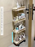 크랙랙 욕실변기 옆 수납장 세탁기 좁은 크랙 트롤리 수납장 문 뒤 공간 활용 - 이미지 2