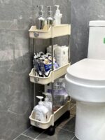 크랙랙 욕실변기 옆 수납장 세탁기 좁은 크랙 트롤리 수납장 문 뒤 공간 활용 - 이미지 4