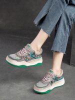 영국 [디자이너] 부드럽고 약간 탄력 있는 봄과 여름 통기성 메쉬 표면 첫 번째 레이어 소가죽 스포츠 캐주얼 여성 아빠 신발 - 이미지 2