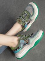 영국 [디자이너] 부드럽고 약간 탄력 있는 봄과 여름 통기성 메쉬 표면 첫 번째 레이어 소가죽 스포츠 캐주얼 여성 아빠 신발 - 이미지 3