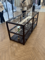 의류 매장 견고한 목재 유리 디스플레이 테이블 보석 매장 액세서리 매장 아동복 매장 섬 테이블 중구 러닝 워터 테이블