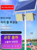 초고휘도 태양광 경기장 조명 6m 높이 기둥 엔지니어링 가로등 더블 헤드 야외 정사각형 고출력 LED 투광등