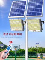 초고휘도 태양광 경기장 조명 6m 높이 기둥 엔지니어링 가로등 더블 헤드 야외 정사각형 고출력 LED 투광등 - 이미지 2
