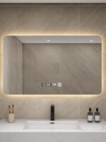 백라이트 스마트 거울 터치 스크린 벽걸이 욕실 LED 조명 드레싱 안개 방지 욕실 거울 화장실 화장 거울 - 이미지 2