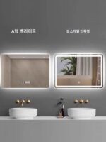 백라이트 스마트 거울 터치 스크린 벽걸이 욕실 LED 조명 드레싱 안개 방지 욕실 거울 화장실 화장 거울 - 이미지 4