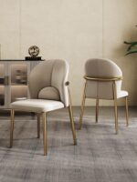 가죽 식탁 의자 홈 노르딕 등받이 편안한 레스토랑 호텔 모던 심플 상판 소가죽 가벼운 고급 식탁 의자 - 이미지 3