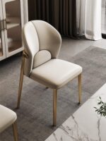 가죽 식탁 의자 홈 노르딕 등받이 편안한 레스토랑 호텔 모던 심플 상판 소가죽 가벼운 고급 식탁 의자 - 이미지 4