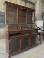 영국 복고풍 견고한 목재 보석 디스플레이 캐비닛 앤틱 옥 투명 디스플레이 보석 곡선 유리 높은 캐비닛 사용자 정의 - 이미지 3