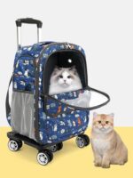 카트가 달린 고양이 가방, 가볍고 대용량의 백팩, 반려동물 유모차, 반려견 가방, 휴대용 범용 휠 여행 가방